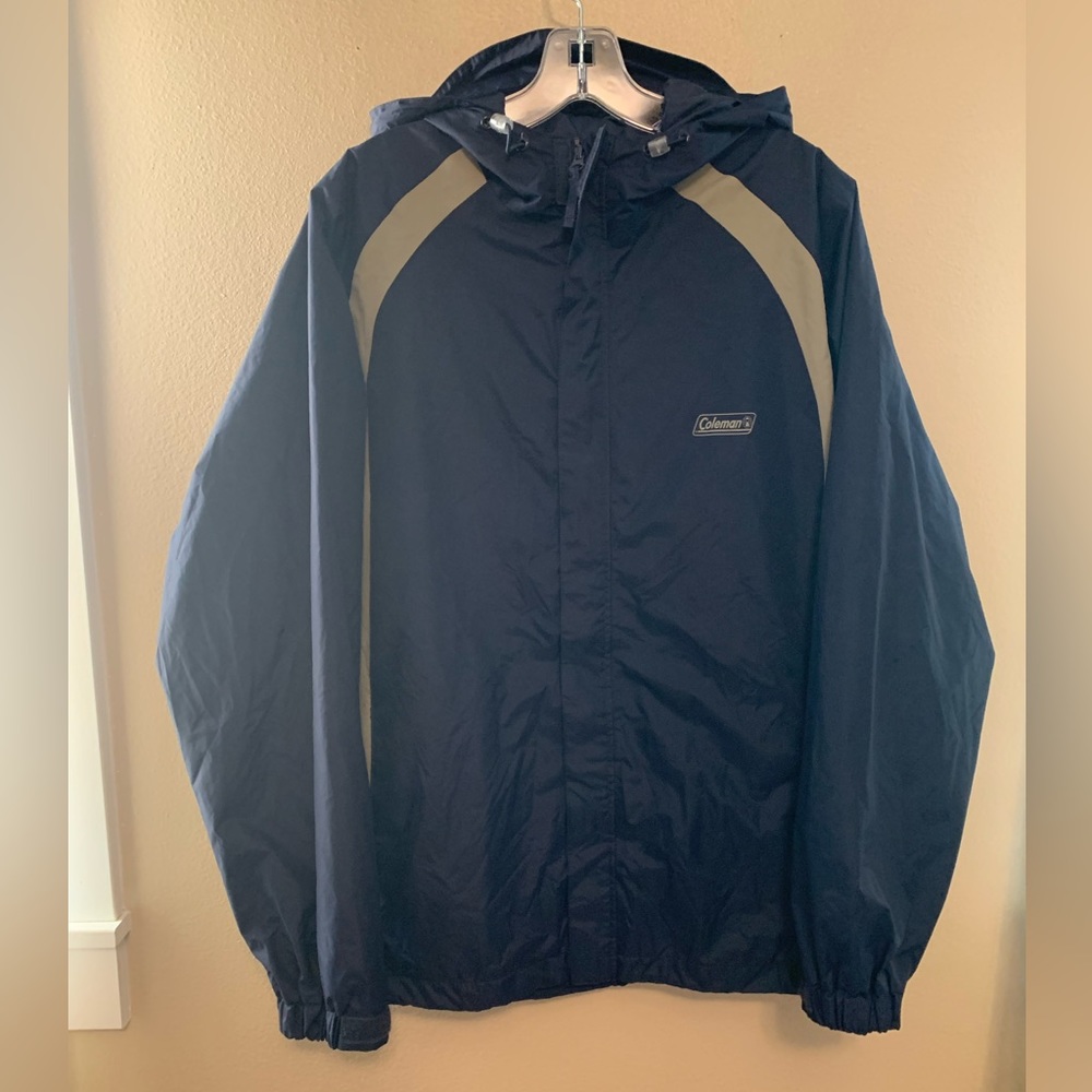 Coleman Men's Full Zip Hooded Lined Fall Jacket Coat Size Medium Navy Gray